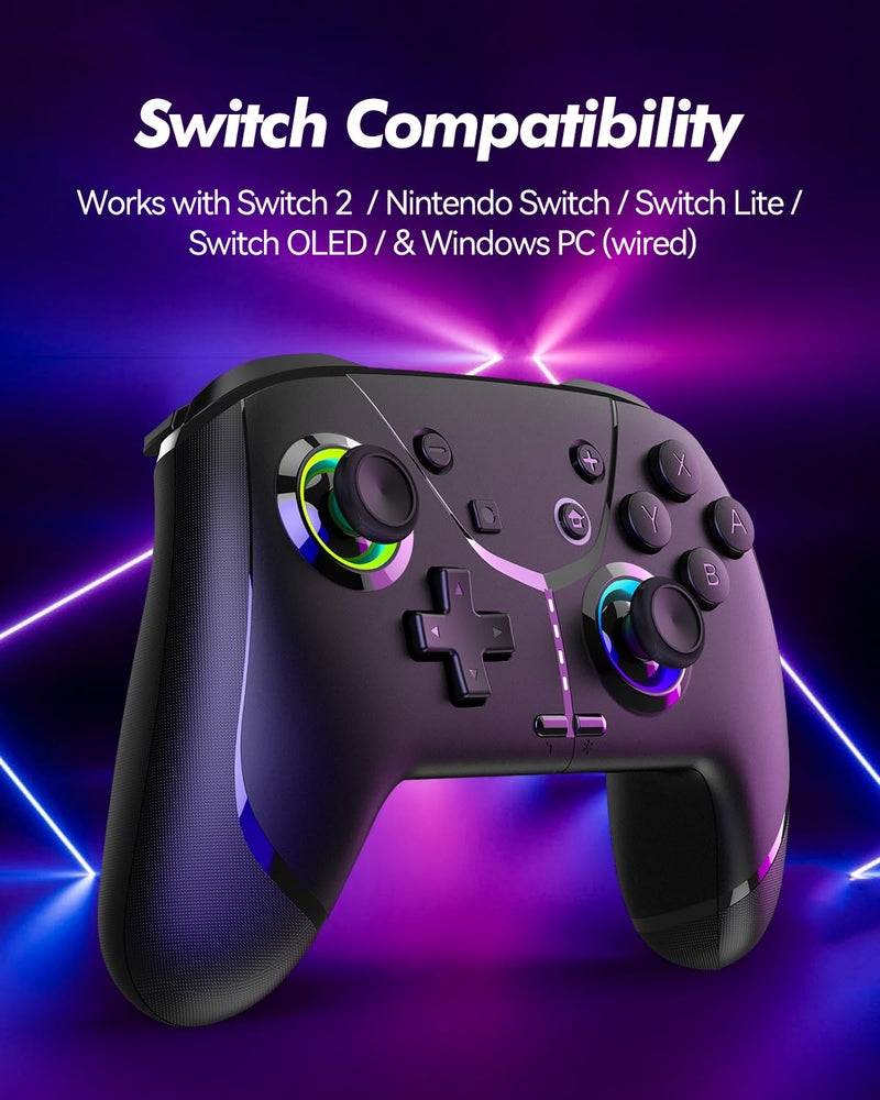 GMBACK Store 2 Pack Switch 2 Pro Controllers, Macro Controller for Nintendo Switch 2, Switch, Lite, OLED with Loop Macro, 6-Axis Gyro Sensor, Dual Vibration, Adjustable Turbo, 800mAh Battery, 2 Pack - Image 3